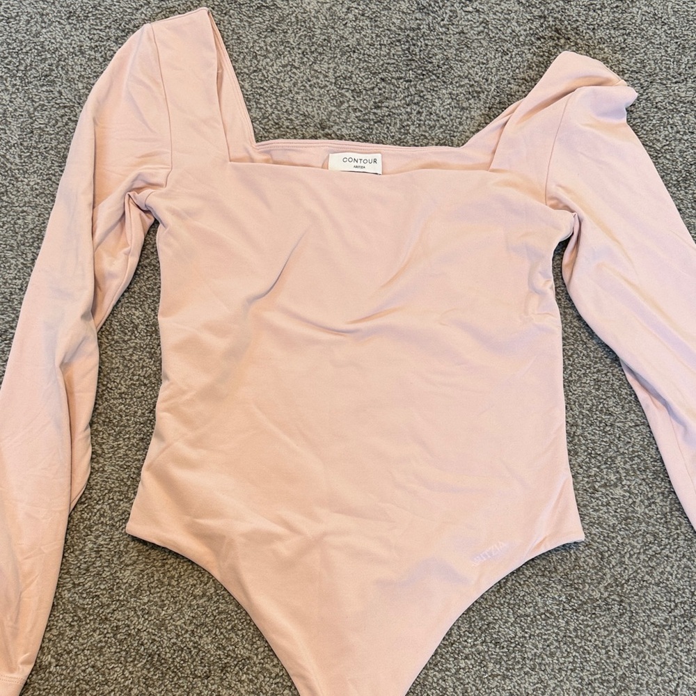Aritzia Pink Long Sleeve Bodysuit